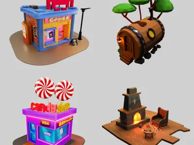 20 High detailed 3D isometric rooms and scenes Mega pack 3D model
