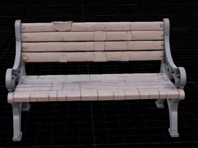 Park Bench Low Poly Game Ready Outdoor 3D Model Low-poly 3D model