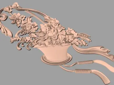 European style flower 3D relief STL Model for cnc engraving E095 3D model