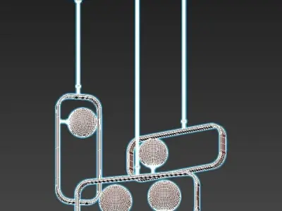 parker three brass pendant lights hanging 3D model