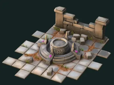 Pedestal  wall and tile 3D model