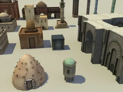 Low Poly Middle East City Buildings and Eastern Architecture  Low-poly 3D model