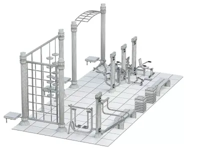 collection for outdoor fitness parks 3D model