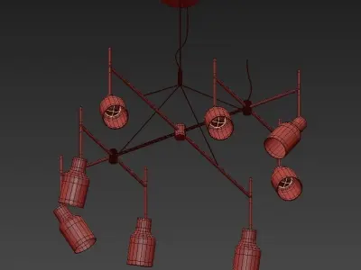 SUPER 8 chandelier made of metal and brass 3D model