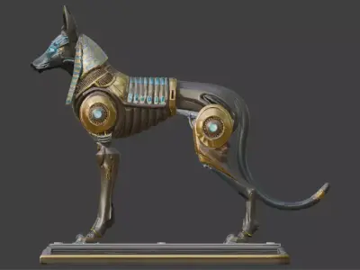 Futuristic Cyberpunk Anubis Statue Low-poly 3D model