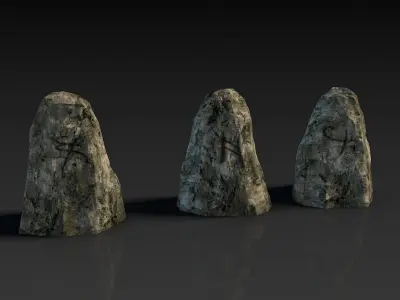 Low Poly Runestones three stones Low-poly 3D model