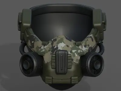 Gas mask helmet scifi futuristic military combat  Low-poly 3D model