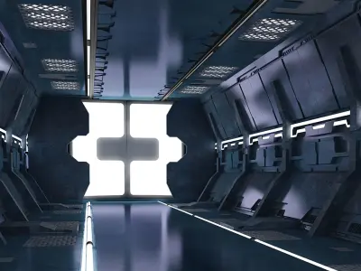 Science-fiction Gates space corridors  mechanical models 3D model