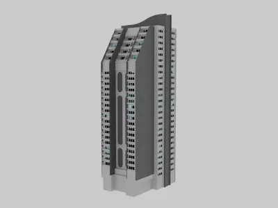 Futuristic Residential Tower Set Low-poly 3D model