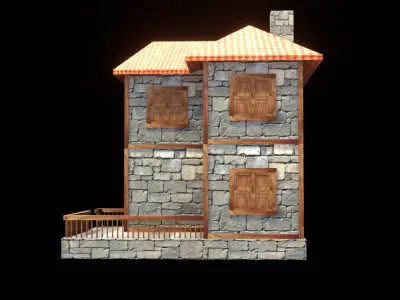medieval house low poly village town residential house  93 Low-poly 3D model