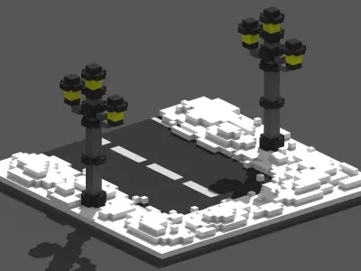 Xmas Road Voxel - 5 Low-poly 3D model