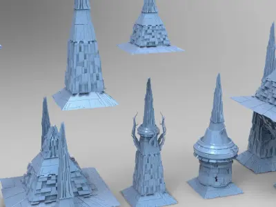 Karnak Sci fi Exterior temples Molten lava pyramid Low-poly 3D model
