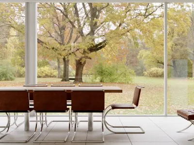 Farnsworth house - Mies van der Rohe - Cinema 4d - Corona render 3D model