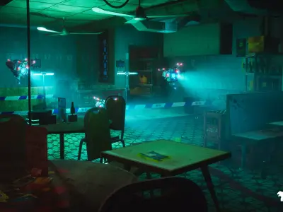 Restaurant Crime Scene Low-poly 3D model