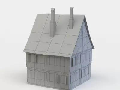 House half timbered Low-poly 3D model