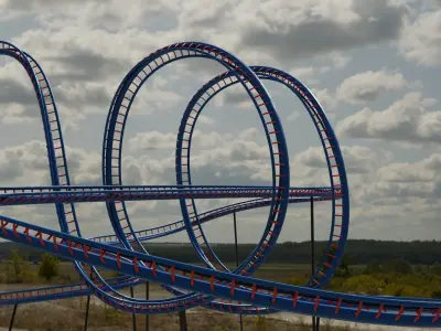 Rollercoaster roller coaster at amusement park Low-poly 3D model