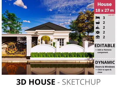 House 18x27m code 651 - Sketchup 3D model 3D model 3D model