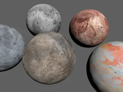 4K PBR Fictional Planets Low-poly 3D model