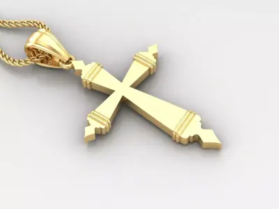 Light Gold 18K Cross Pendant 2CP084 3D print model