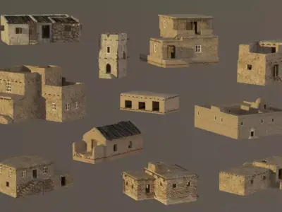 Afghanistan Middle East Village Town Houses Low-poly 3D model