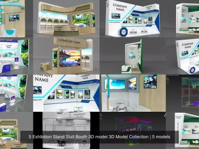 5 Exhibition Stand Stall Booth 3D model 3D Model Collection 3D Model Pack purchase