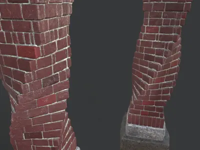 Stone and Brick Column Low-poly 3D model