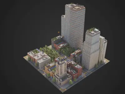 City District C2-A18 MAYA Low-poly 3D model