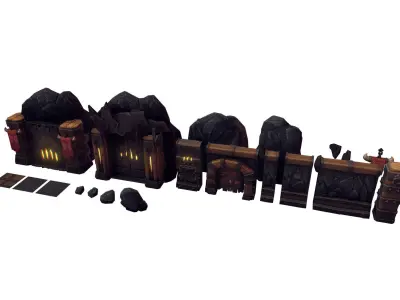 Orc Stronghold Dungeon - Low Poly Hand Painted Low-poly 3D model