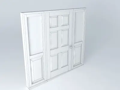 Door wooden with glass panels Free 3D model