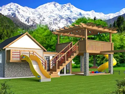 kids play and fun house Low-poly 3D model