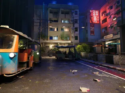 Bangkok Cyberpunk City UE Low-poly 3D model