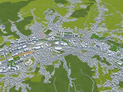 Tuzla Bosnia and Herzegovina 30km Low-poly 3D model