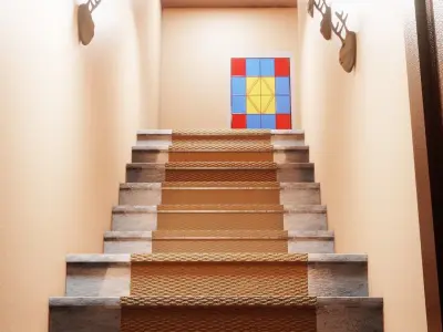 Corridor hallway stained glass windows 3D model