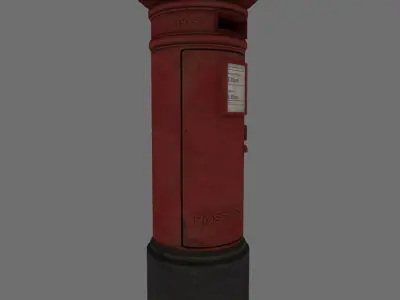 UK Post Box  Low-poly 3D model