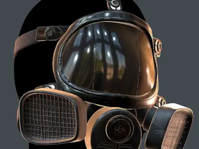 Gas mask helmet 3d model scifi Low-poly  Low-poly 3D model