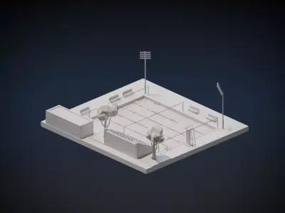 Swimming Pool Complex Low-poly 3D model