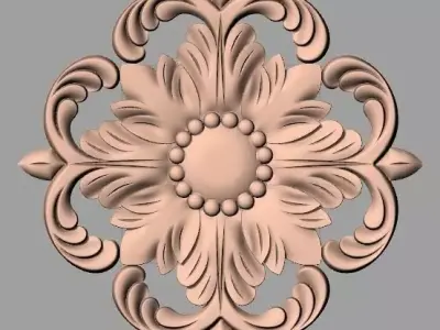 Furniture decoration round flower 3D STL model for CNC E886 3D model
