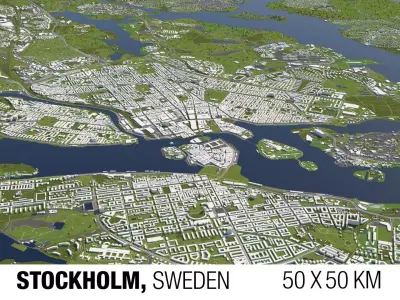 Stockholm Sweden 50x50km 3D City Map 3D model