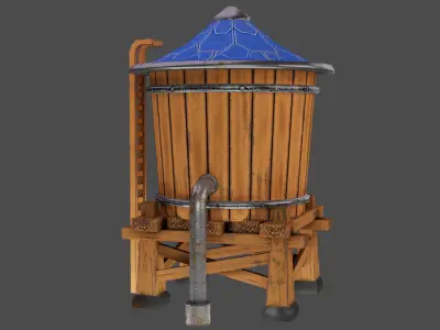 Stylized Water Tank  Free low-poly 3D model