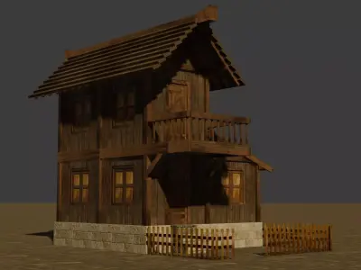 Medieval house nine 7 Low-poly 3D model