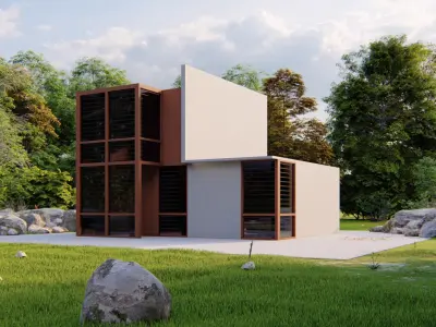 Forest villa-Casa Scene-Modern Villa 3D model