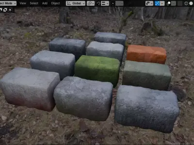 Props Concrete Block PBR - Kit 002 Low-poly 3D model