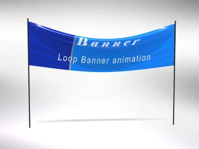 Banner  Poles- Animated Demonstration banner Low-poly 3D model