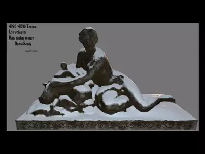 woman statue 3 Low-poly 3D model