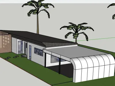 modern house with cars 3D print model