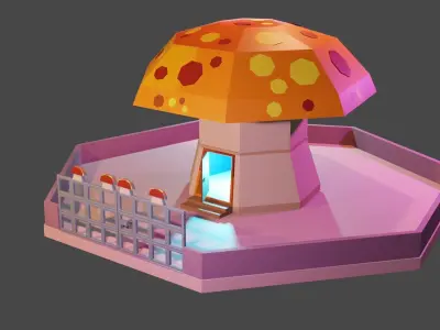 Mushroom House for human Free low-poly 3D model