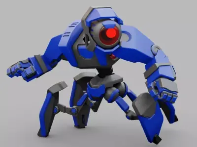 Spider robot rigged - animated character 3D model