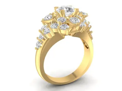Luxury Diamond Cluster Ring with Colored Center Stone 2021 3D print model