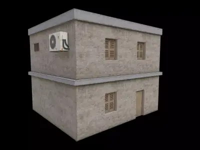 Lowpoly Old House With interior Low-poly 3D model