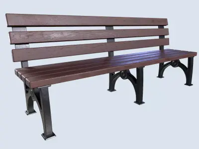 Street bench low poly pbr game ready Low-poly 3D model